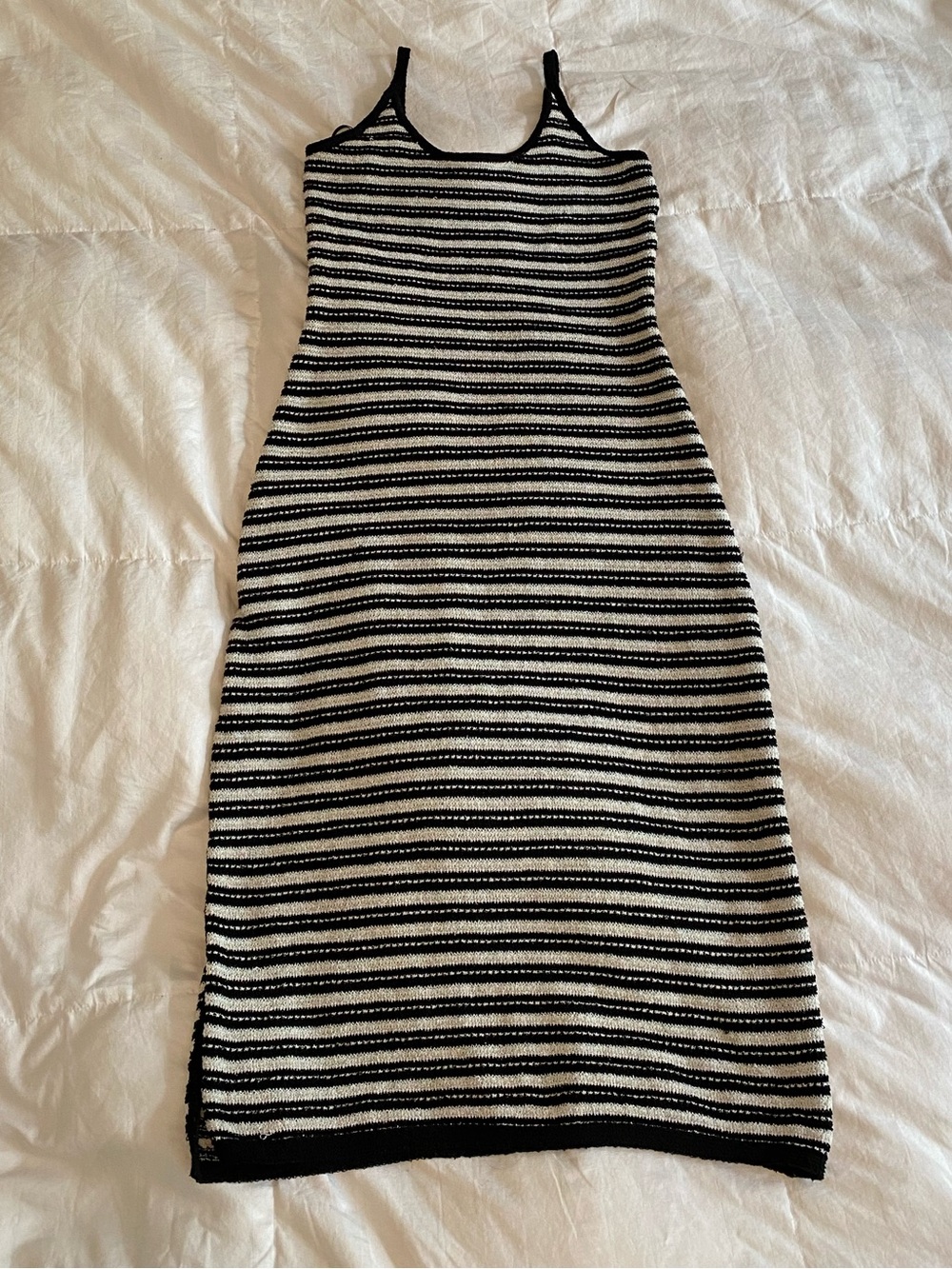 Universal Thread Black & White Striped Crochet Knit Midaxi Tank Dress
